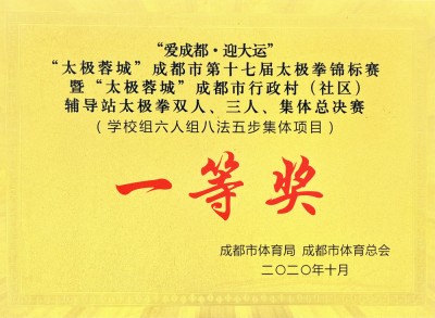 成都市第17屆太極拳錦標(biāo)賽一等獎(jiǎng)