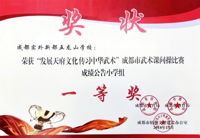 成都市武術(shù)課間操比賽一等獎(jiǎng)