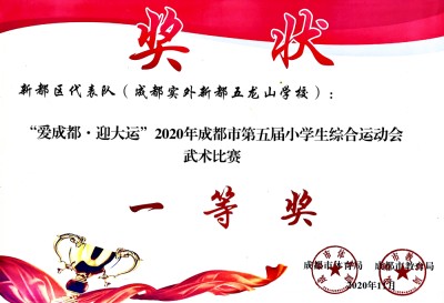 新都區(qū)代表隊(duì) 成都市武術(shù)一等獎(jiǎng)