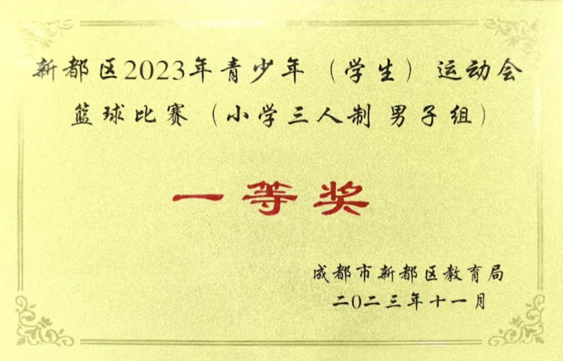 新都區(qū)2023年青少年?(學(xué)生)?運(yùn)動(dòng)會(huì)籃球比賽(小學(xué)三人制男子組一等獎(jiǎng)