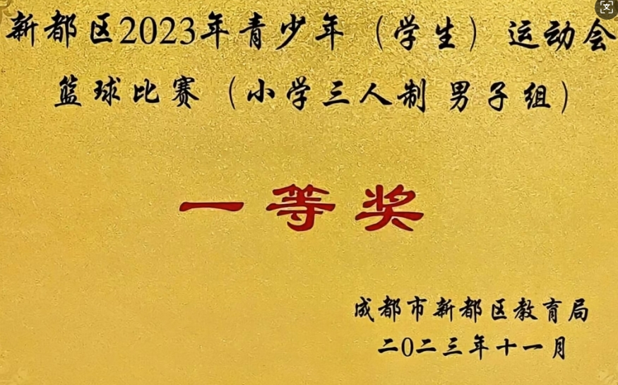 [學(xué)校獲獎(jiǎng)]2023年11月青少年(學(xué)生)運(yùn)動(dòng)會(huì)籃球比賽 (小學(xué)三人制男子組)：一等獎(jiǎng)